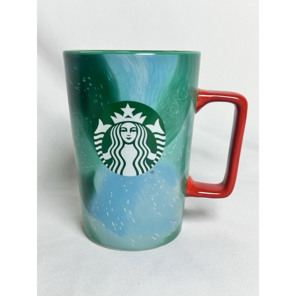 Starbucks 2024 Holiday Green Red Blue Marbled Coffee Cup Mug 13 Oz Logo